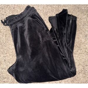 Victoria's Secret PINK Velour‎ Joggers Black High Waist L Soft Velvet Pants L